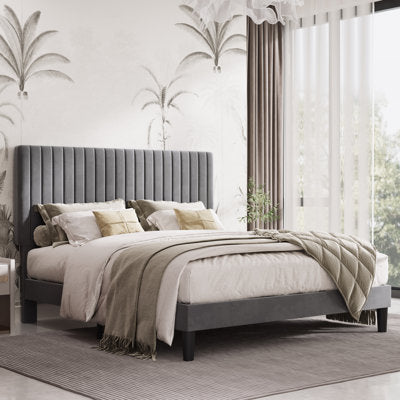 Dunphy Upholstered Platform Bed with Adjustable Headboard (Queen) - Luxury Arts