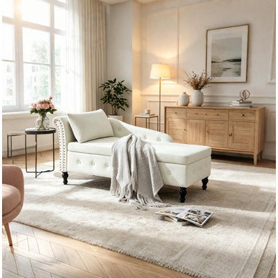 Luxury Arts Eastham 58"L Velvet Storage Chaise Lounge