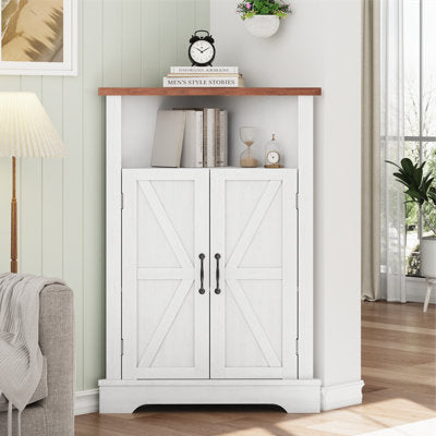 Free Standing Triangle Bathroom Storage Cabinet with Doors & Adjustable Shelves, Home - Adjustable Shelves