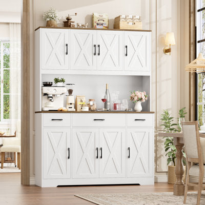 Frostia 70.9"H Kitchen Pantry With Charge Station, 55.1"W Farmhouse Style Pantry Cabinet - Pantry Cabinet