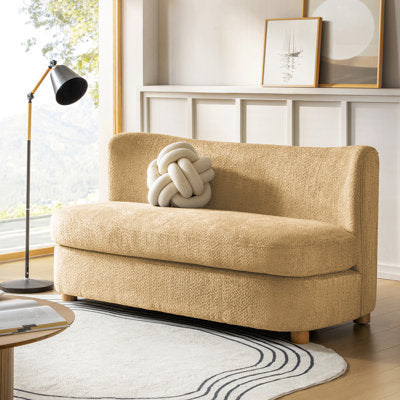 Luxury Arts Greigh 63"W Modern Upholstered Boucle Curved Loveseat Sofa in Camel