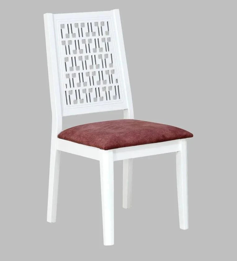 Solid Wood 6 Seater Dining Set in White Finish