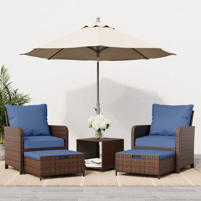 Idamarie Wicker Conversation Set with Ottoman