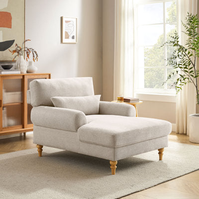 Luxury Arts Jazier Upholstered Chaise Lounge with Adjustable Backrest in Smoke White
