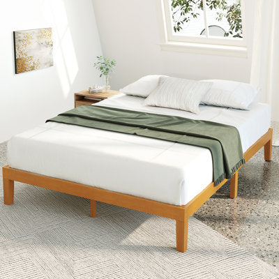 Joise Solid Wood Platform Bed with Slat Kit (Queen) in a bedroom setting