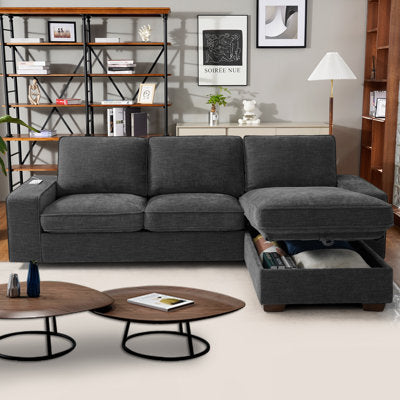 Luxury Arts L-Shape Convertible Sectional Sofa with Storage Chaise