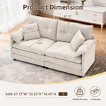 52" Chenille Upholstered Loveseat Sofa with 2 Pillows