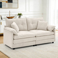 52" Chenille Upholstered Loveseat Sofa with 2 Pillows