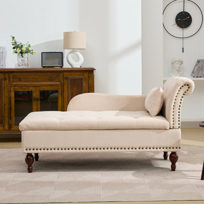 Luxury Arts Keshawna Velvet Storage Chaise Lounge