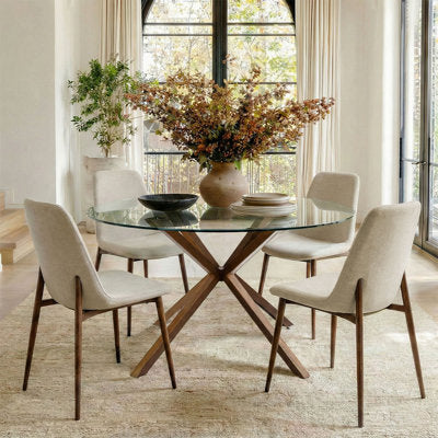 Kinnith Round 4-Person Glass Top Pedestal Dining Set - Luxury Arts dining set