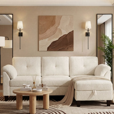 Luxury Arts L-Shaped Sofa with Reversible Chaise