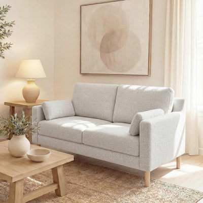 Lagoa 60" W Modern Upholstered Square Arm Loveseat in Beige