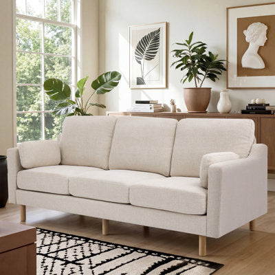 Lagoa 84'' Square Arm Upholstered Standard Sofa in Beige Chenille