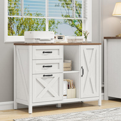 Lateral File Cabinet With 3 Drawers And Door - File Cabinet