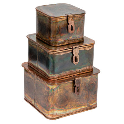 Lesli Square Decorative Metal Boxes with Lid - Metal Boxes