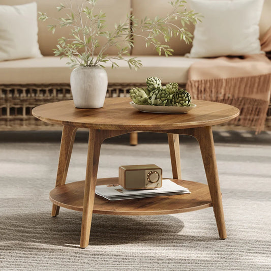 a Coffee Table With 2-Tier Storage Shelves