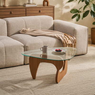 Mid-Century Modern Wood Center Table, Small Farmhouse Coffee Table