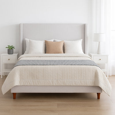 Mozter Upholstered Wingback Platform Bed - Luxury Arts