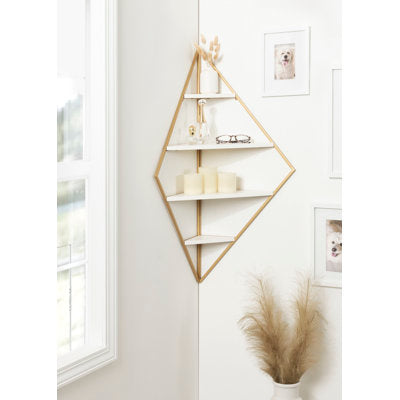 Pinel 4 Shelves Diamond Corner Shelf - Corner Shelf