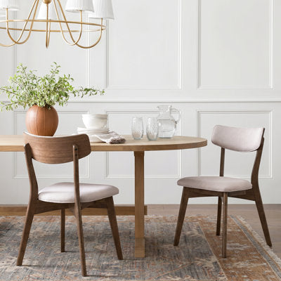 Putnam Upholstered Dining Chairs with Curved Back & Rubberwood Legs