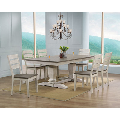 Rectangle Double Trestle Extendable Solid Wood Dining Set With 18" Takeout Leaf Seats 4-6 people With Gear Driven Takeout Leaf - Luxury Arts dining set