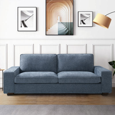 Saidee Chenille Abstract Arm Loveseat in Blue Chenille