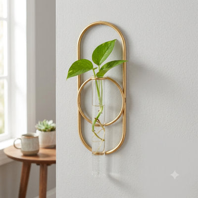 Metal Loop Glass Wall Planter