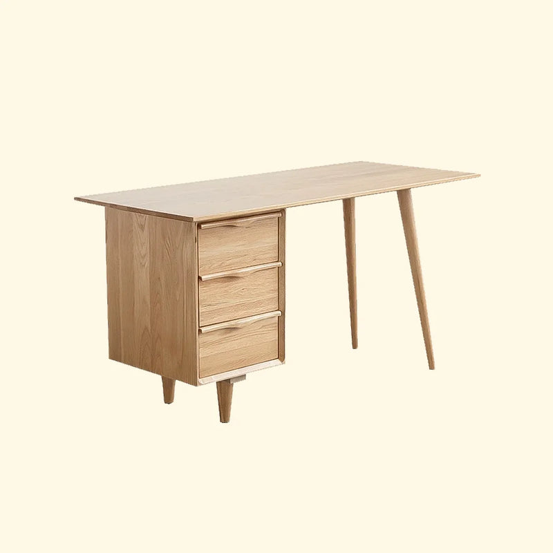 Sleek Solid Wood Rectangular Desk,3-drawer