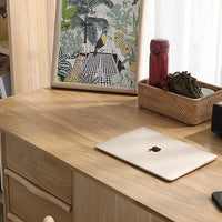 Sleek Solid Wood Rectangular Desk,3-drawer