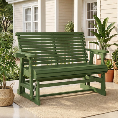 Solid Wood Two-Person Patio Glider