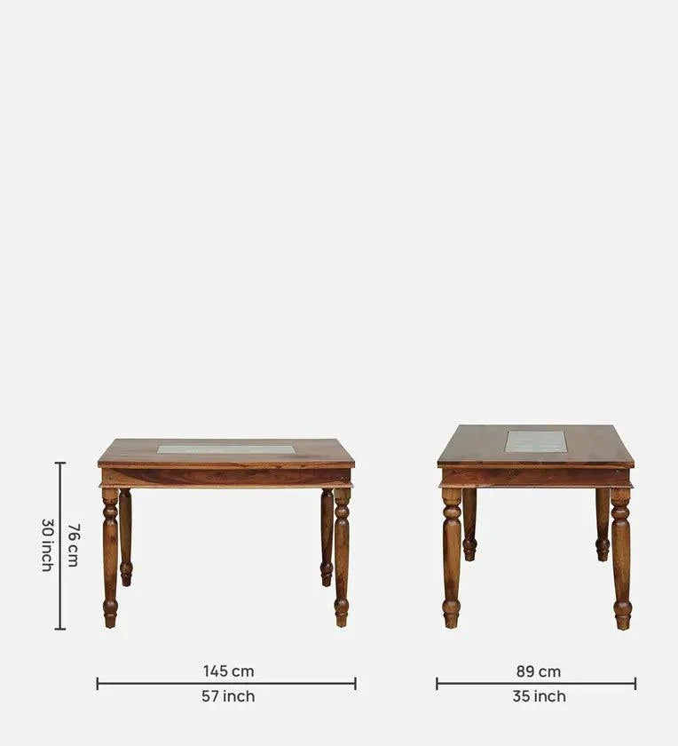 Sheesham Wood 6 Seater Dining Set In Honey Oak Finish With Cushioned Bench