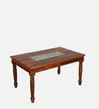Sheesham Wood 6 Seater Dining Set In Honey Oak Finish With Cushioned Bench