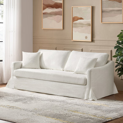 Wimberly 80.5" Farmhouse Upholstered Slipcovered Sofa in White