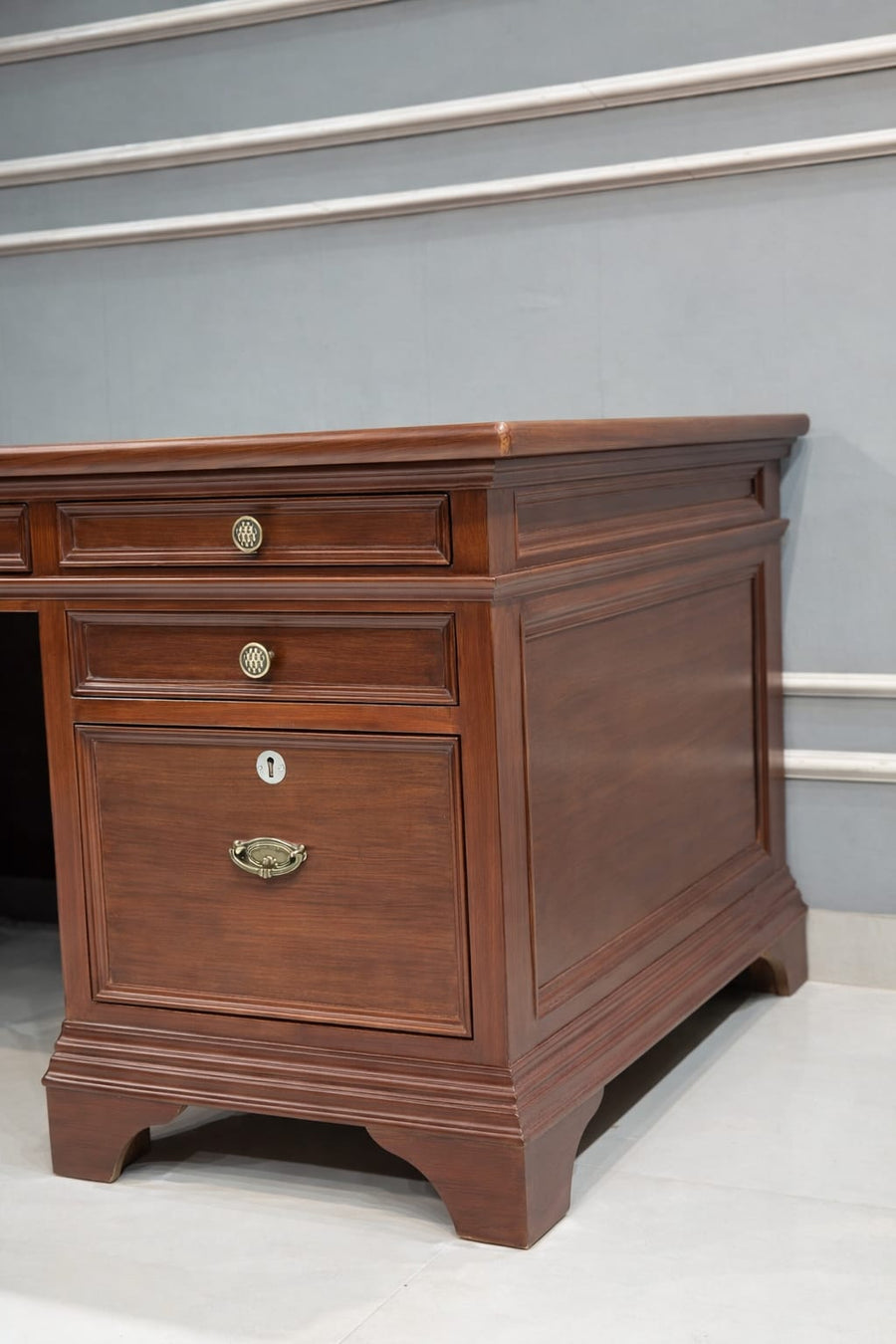 Classic Wooden Executive Office Table with Storage Drawers | Premium Work Desk