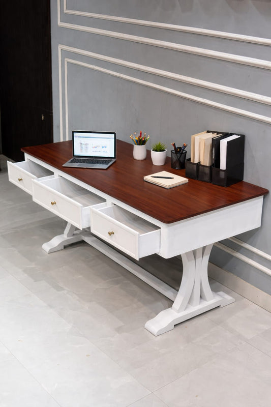 Modern Wooden Office Table with 3 Storage Drawers | Home Office & Study Desk - view 2