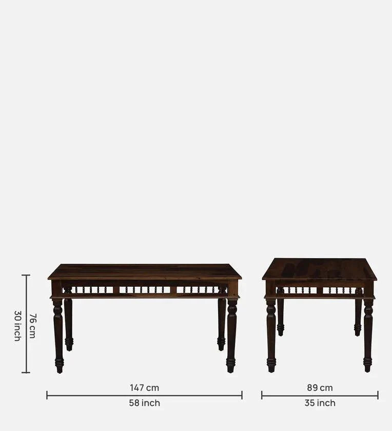 Sheesham Wood 6 Seater Dining Set In Provincial Teak Finish With Bench