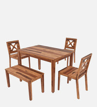 Sheesham Wood 4 Seater Dining Set In Natural Sheesham Finish
