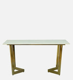 6 Seater Dining Set With Porcelain Top & Golden Base