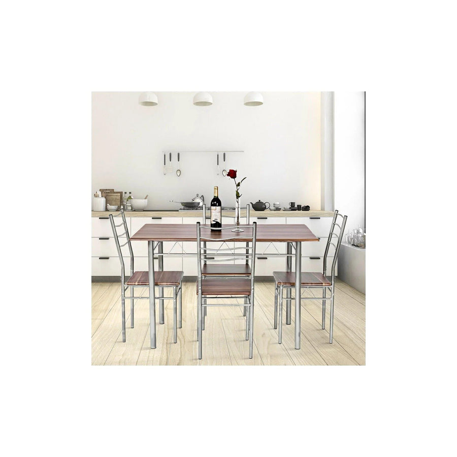 5 Piece Dining Table Set Wood Metal
