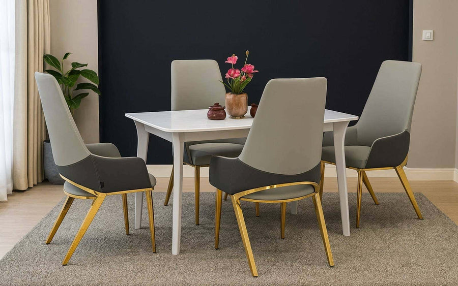 Genting Glass 4 Seater Dining Table Set with Chairs