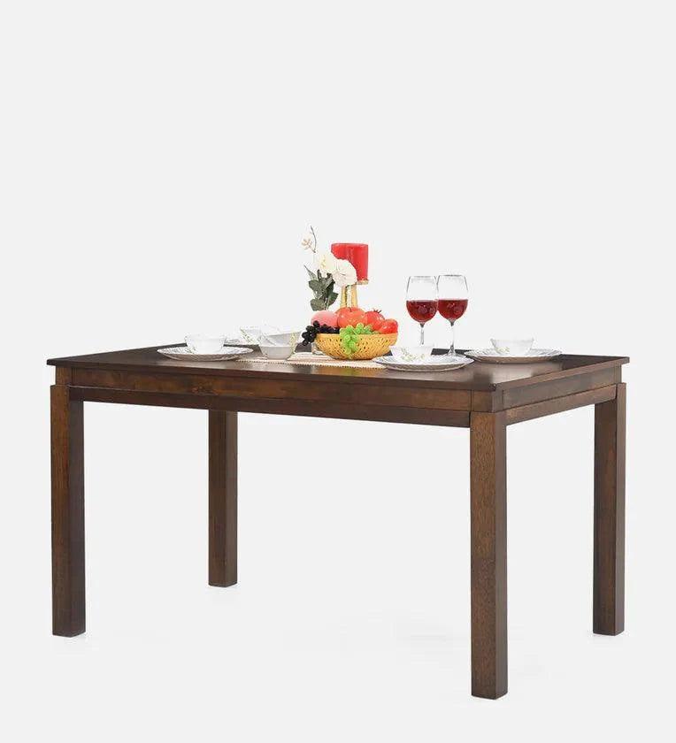 Solid Wood 4 Seater Dining Set in Brown Colour