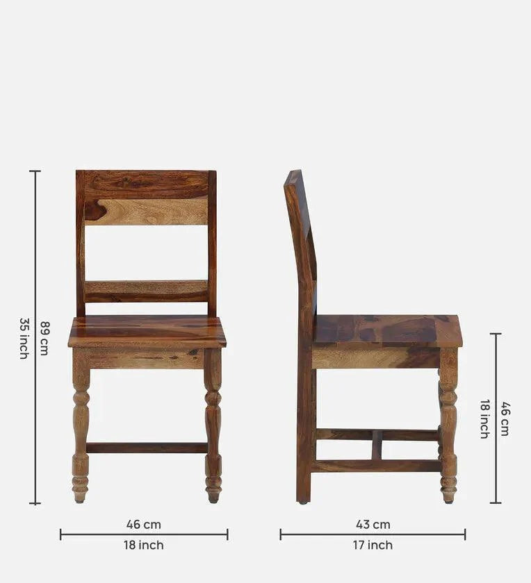 Sheesham Wood 4 Seater Dining Set In Rustic Teak Finish
