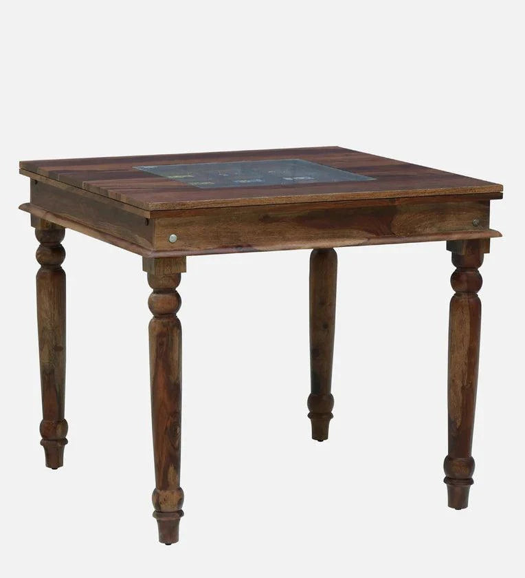 Sheesham Wood 4 Seater Dining Set In Rustic Teak Finish
