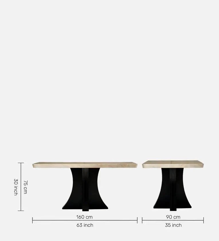 Marble 6 Seater Dining Set in White & Beige Colour