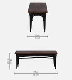 Metal 6 Seater Dining Set In Scratch Resistant Black Colour With Bench