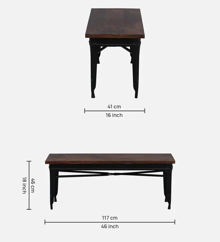 Metal 6 Seater Dining Set In Scratch Resistant Black Colour With Bench