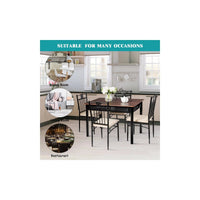 5 Piece Dining Set Wood Metal Table and Chairs Kitchen Furniture