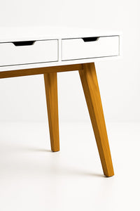 Grace White Colour Wooden Study Table with Two Drawer Storage