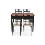 5 Piece Dining Set Wood Metal Table and Chairs Kitchen Furniture