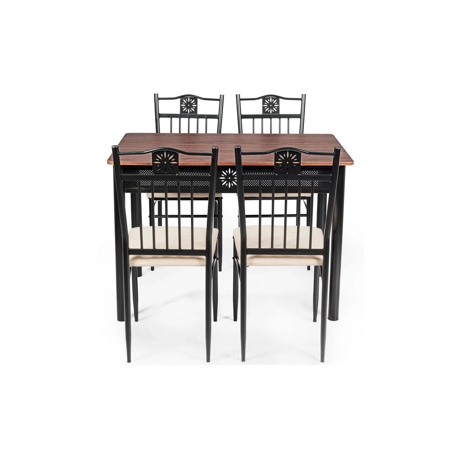 5 Piece Dining Set Wood Metal Table and Chairs Kitchen Furniture